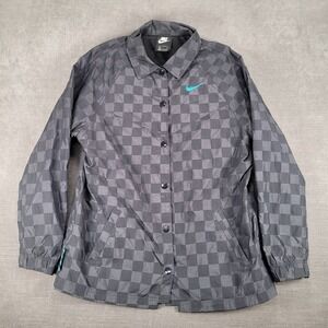 Nike Checkered Vintage Coach‎ Jacket Lightweight Snap Front Jacket Small